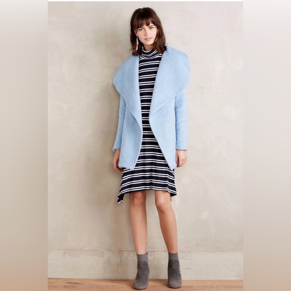 ♥️SOLD♥️Anthropologie Maeve Navy and White Striped Turtleneck Dress - Picture 3 of 3